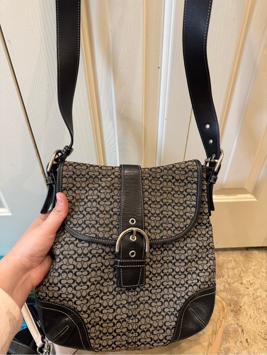 Coach Handbags - Coach Black and Gray Signature Logo Crossbody Bag